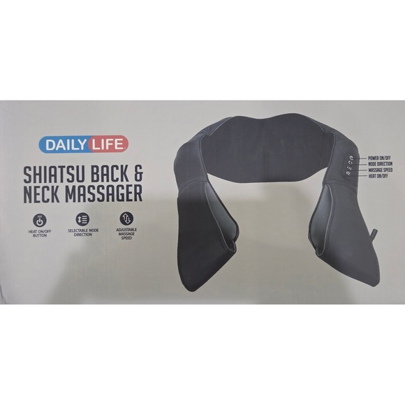 Daily Life Other - Daily Life Shiatsu Back and Neck Massager Heat 8 Nodes ZC-3002 Black PU Leather